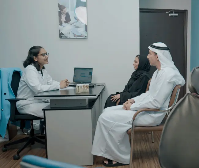 Friendly clinical team welcoming patients at National Medical Center in Satwa, Dubai